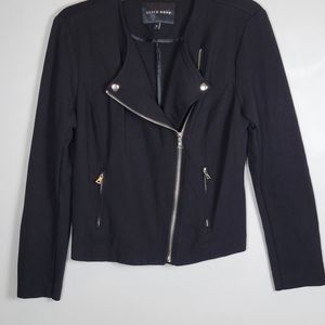 Alice Hope Black Knit Asymmetrical Zipper Jacket, EUC, size Small